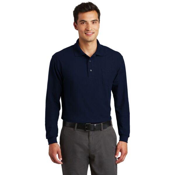 Port Authority Long Sleeve Silk Touch Polo with Pocket Thumbnail