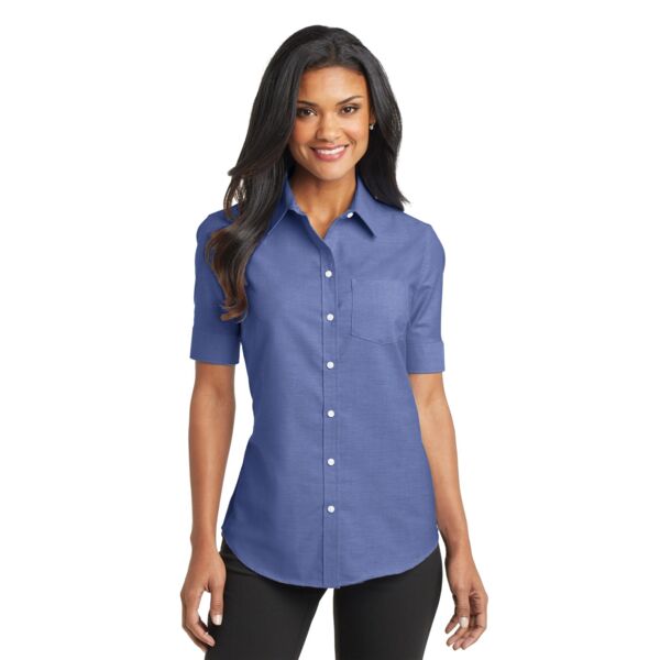 Port Authority Ladies Short Sleeve SuperPro  Oxford Shirt Thumbnail