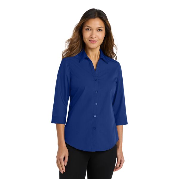 Port Authority Ladies 3/4 Sleeve Carefree Poplin Shirt Thumbnail