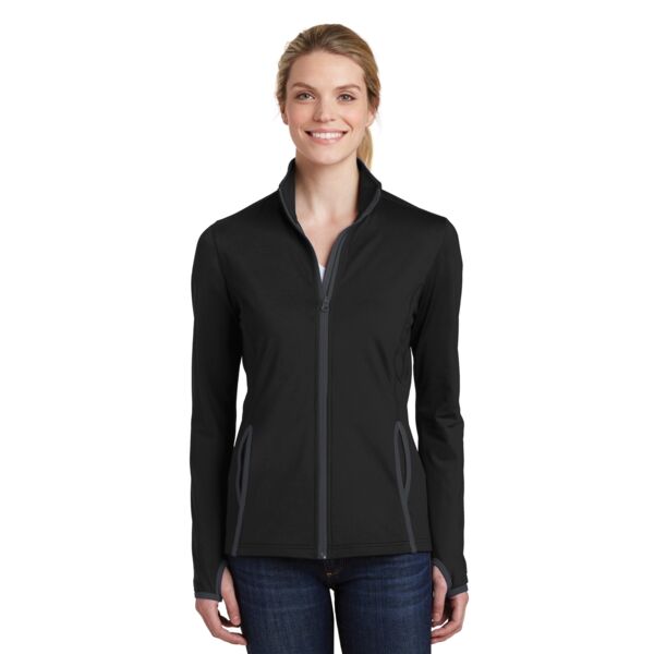 Sport-Tek Ladies Sport Wick ® Stretch Contrast Full Zip Jacket Thumbnail