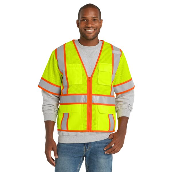 Corner Stone Ansi 107 Class 3 Surveyor Mesh Zippered Two Tone Short Sleeve Vest Thumbnail