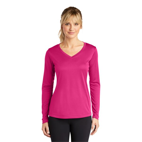Sport Tek Ladies Long Sleeve PosiCharge ® Competitor V Neck Tee Thumbnail